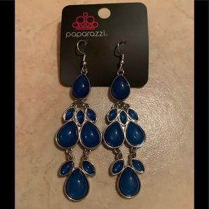 Blue and silver chandelier earrings